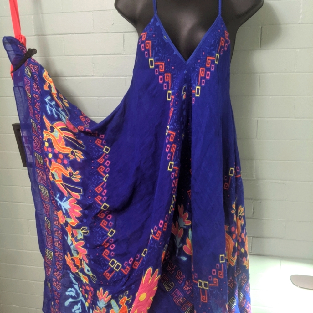 Theodore and Callum full length blue swim cover up.